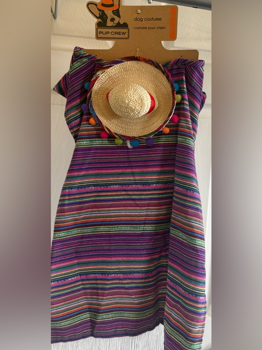Pup Crew Fiesta Dog Costume Poncho Sombrero Halloween XL XXL NWT